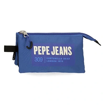Abbildung von Pepe Jeans Darren Federmäppchen, dreifach, blau, 22 x 12 5 cm, Polyester, Dreifach Etui