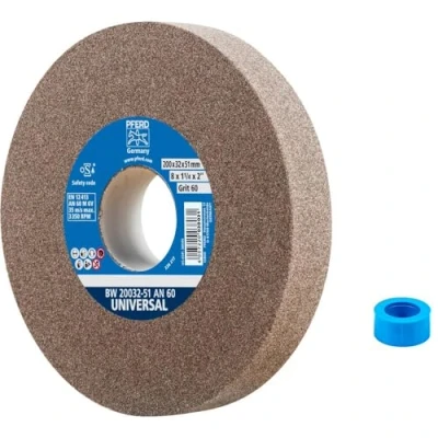 Abbildung von PFERD Schleifbockscheibe UNIVERSAL, 200x32x51mm, A60, 39009720 Harte Schleifscheibe für universelle Schleifaufgaben, mit Reduzierhülse (32mm)