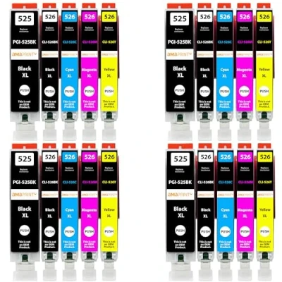 Abbildung von Amaprint 20 XL Patronen kompatibel mit Canon PGI 525 CLI 526 passend für Pixma IP4850 IP4950 IX6550 MG5140 MG5150 MG5240 MG5250 MG5300 MG5340 MG5350 MX715 MX885 MX895