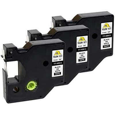 Abbildung von Yellow Yeti 3x Schriftband 40913 S0720680 schwarz auf weiß 9mm x 7m Etikettenband kompatibel für LabelManager PnP 160 210D 280 360D 420P 500TS MobileLabeler &amp; LabelWriter 450 Duo