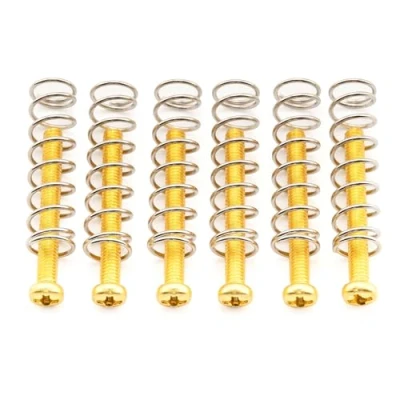 Abbildung von Musiclily Pro M3x25mm Humbucker Tonabnehmer Schrauben und Stahlfedern Set für Import E Gitarre, Gold (6er Set)