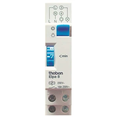Abbildung von Theben 0080002 ELPA 8 Treppenlicht Zeitschalter, elektromechanisch, TLZ, ohne Stand by Verbrauch, 3 Leiter, 4 nachschaltbar, 300 W LED