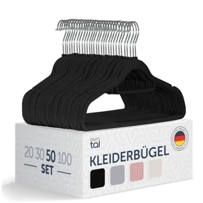 Abbildung von Blumtal Kleiderbügel Rutschfest Samtoptik Platzsparend, (50 tlg), Premium inkl. Krawattenhalter, 360 drehbar, Anti Rutsch Bügel