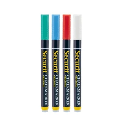 Abbildung von Securit BL SMA100 V4 COL Kreidemarker (mit Rundspitze ca. 1 2 mm) 4er Set farbig sortiert