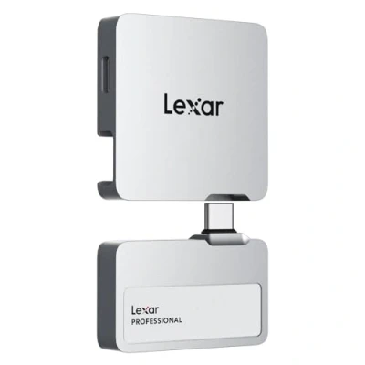 Abbildung von Lexar Professional Go Portable SSD mit HUB 1TB, ultrakompakt, unterstützt Apple ProRes, bis zu 1050MB/s Lesen und 1000MB/s Schreiben, USB 3.2 Gen 2, für iPhone 15/16, Silber
