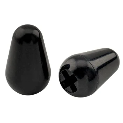 Abbildung von Musiclily USA Gewinde Gitarre 5 Weg Schalter Kopf Kappe Strat Switch Knobs Caps Tips für Fender Tele Style E Gitarre,Schwarz (2 Stück)