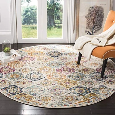 Abbildung von SAFAVIEH Distressed Teppich für Wohnzimmer, Esszimmer, Schlafzimmer Madison Collection, Kurzer Flor, Creme und Multi, 201 X cm