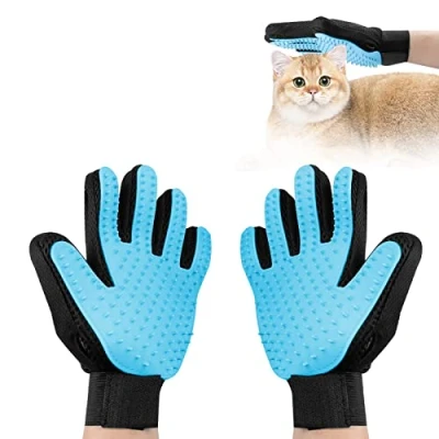 Abbildung von Fousenuk 1 Paar Fellpflegehandschuh, Fellpflege Handschuh aus Silikon mit Verstellbarem Klettverschluss Handschuhe für Hunde und Katzen, Katzenhandschuh Deshedding, Baden, Massieren