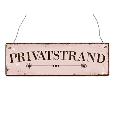 Abbildung von Interluxe Holzschild Shabby Vintage PRIVATSTRAND Miami Beach Feeling Sommer Meer Strand