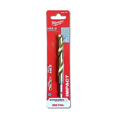Abbildung von Milwaukee SHOCKWAVE Metallbohrer HSS G RED HEX Titan 1/4&quot; 12 x 127 mm