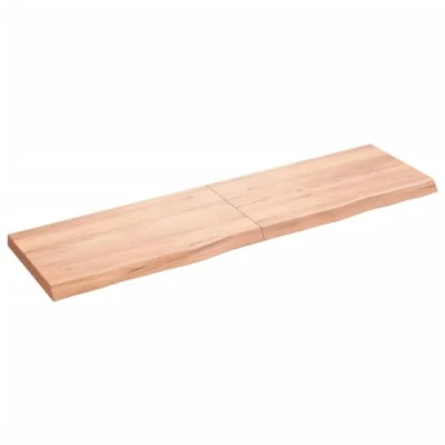 Abbildung von vidaXL Waschtischplatte, Tischplatte für Badezimmer, Massivholzplatte mit Naturkante, Holzplatte Arbeitsplatte Bad Waschtischkonsole Platte, Hellbraun Massivholz Behandelt