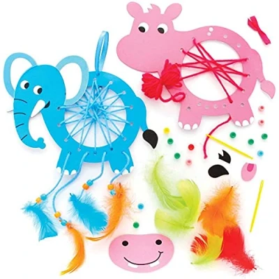 Abbildung von Baker Ross FE228 Dschungeltier Traumfänger Kits, 4 Stück, DIY Traumfänger, Bastelset für Kinder zum Dekorieren und Präsentieren