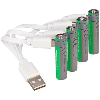Abbildung von tka Köbele Akkutechnik AAA Akku: 4er Set wiederaufladbare Batterien Typ AAA,600mWh,schnellladen per USB (AAA Akkus, wiederaufladbar)