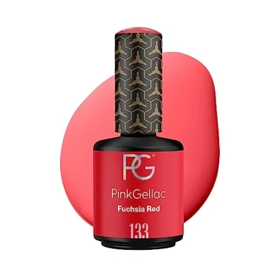 Abbildung von Pink Gellac UV Gel Nagellack 133 Fuchsia Red 15 ml Shellac Rot Nail Polish Gelnagellack für Lampe Einfache Anwendung Lack Made in Holland