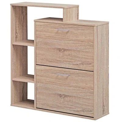 Abbildung von FINEBUY Schuhkipper FB45127 (85x24x93 cm, Schuhschrank Sonoma Eiche Modern), Schuhregal mit Ablage, Flurschrank Schuhkommode