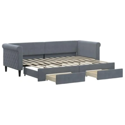 Abbildung von vidaXL Bett Tagesbett Ausziehbar mit Schubladen Dunkelgrau 80x200 cm Samt