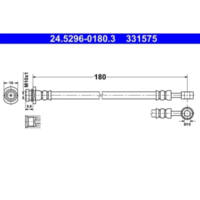 Abbildung von ATE 24.5296 0180.3 Bremsschläuche 180 M10x1 SUZUKI: SWIFT 4, SX4 I Schrägheck