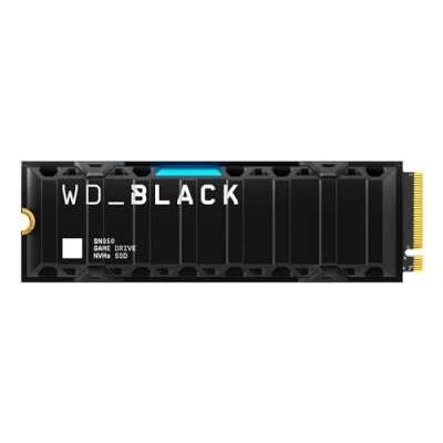 Abbildung von WD_BLACK SN850 2 TB NVMe SSD Offiziell Lizenziert für PS5 Konsolen (interne Gaming mit Heatsink; PCIe Gen4 Technologie, bis zu 7.000 MB/s Lesen, M.2 2280), Festkörper Laufwerk