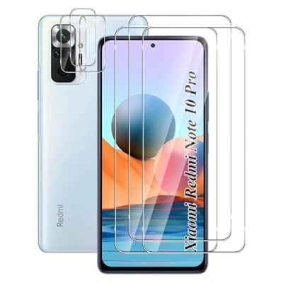 Abbildung von FWKDWHPH [3+3 Stück Temperglas Schutzfolie für Xiaomi Redmi Note 10 Pro Panzerglas und Kamera Schutzfolie,9H Härte,kratzfest,blasenfrei,HD Displayschutz