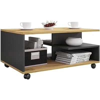 Abbildung von VCM Couchtisch Holz Sofatisch Rollen rollbar Stango