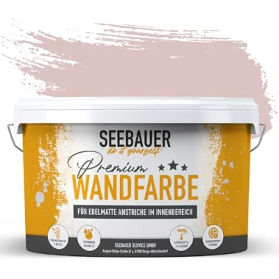 Abbildung von SEEBAUER diy Wandfarbe lila 2,5L für Innen (No. 965 Asian Dawn) Edelmatte Innenfarbe Violetttöne sehr hohe Deckkraft Matt, Abwaschbar und Tropffrei