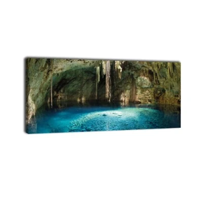Abbildung von wandmotiv24 Leinwandbild Panorama Nr. 225 Cenote 100x40cm, Keilrahmenbild, Bild auf Leinwand, Mexiko Südamerika Urwald