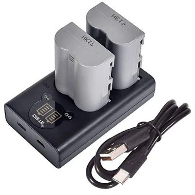Abbildung von DSTE 2X EN EL3E Ersatz Batterie + Duales USB Ladegerät mit LCD Display Kompatibel EL3 and Nikon D30, D50, D70, D70S, D90, D80, D100, D200, D300, D300S, D700 Digital SLR Kamera