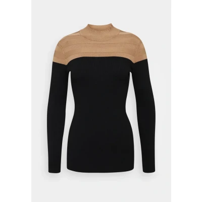 Abbildung von Morgan Langarm Pullover mit Stehkragen Camel/Schwarz L
