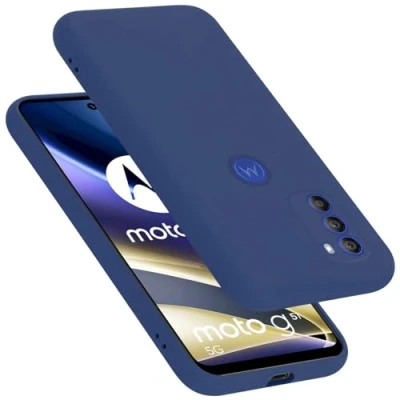 Abbildung von Cadorabo Hülle kompatibel mit Motorola Moto G51 5G Silikon Handyhülle für Case aus flüssigem stoßfeste dünne TPU Schutzhülle Liquid BLAU