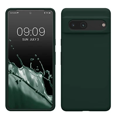 Abbildung von kwmobile Hülle kompatibel mit Google Pixel 7 Silikon Handy Case Handyhülle weiche Oberfläche kabelloses Laden Moosgrün