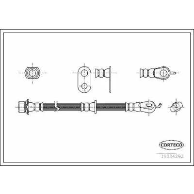 Abbildung von CORTECO 19034292 Bremsschläuche Vorderachse links 495 CITROËN: C1 I, TOYOTA: Aygo, PEUGEOT: 107 Schrägheck