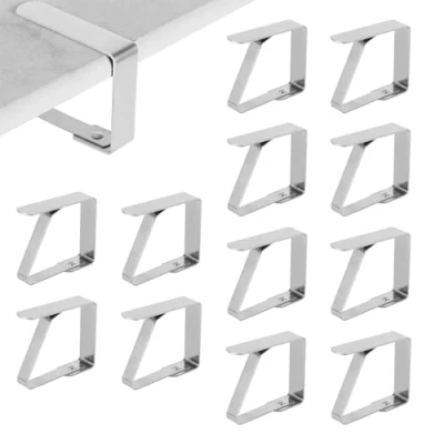 Abbildung von MEIRRAI Tischdeckenklammern, 12 Stück Tischklammern, Groß Tischtuchklammern Outdoor, 3,15 x 2,76 inch Tischdecken Klammern Edelstahl für Draußen