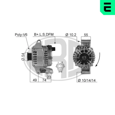 Abbildung von ERA 210359A Lichtmaschine 14V 104A FORD: FIESTA 5, StreetKA Cabrio, KA Schrägheck