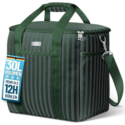 Abbildung von HOEL Kühltasche groß 30L faltbar Isolierte Thermotasche Lunchtasche wasserdicht &amp; auslaufsicher Isoliertasche für Auto Einkaufen Picknicktasche Lunch Bag Lunchbag