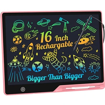 Abbildung von Kinayue LCD Schreibtafel Kinder 16 Zoll Wiederaufladbare, Maltafel Zeichentafel Vorschule Lernen Spielzeug Weihnachten Geburtstag Ostern Geschenk 3 4 5 6 7 Jahre alt Mädchen Jungen