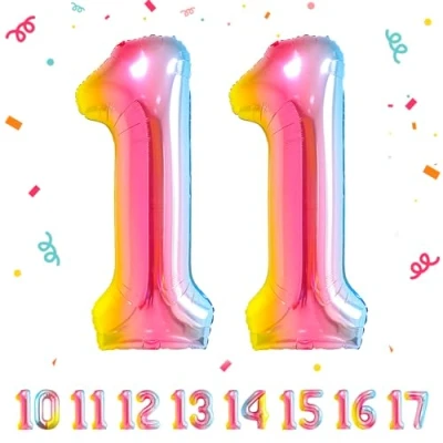 Abbildung von Geburtstag zahlen luftballon 11 jahre Regenbogen Folienballon XXL Riesen in 40&quot; 101cm Geburtstagsdeko Ballon Zahl Deko zum .Fliegt mit Helium