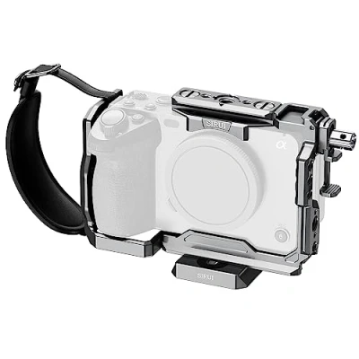 Abbildung von SIRUI FX3/FX30 Kamera Käfig Cage Kamerakäfig, Kameragehäuse mit HDMI Kabelklemme, 1/4&quot; 20 Gewindebohrungen, ARRI 3/8&quot; 16 Aufnahmebohrungen, NATO Schiene,mit Sony Original XLR Handgriff,Grau