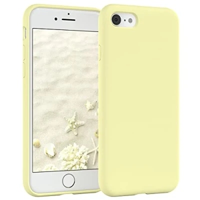 Abbildung von EAZY CASE Premium Silikon Handyhülle kompatibel mit iPhone SE (2022/2020) / 8/7, Slimcover Kameraschutz und Innenfutter, Silikonhülle, Schutzhülle, Bumper, Handy Case, Softcase, Blass Gelb