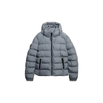 Abbildung von Superdry Hooded Sports Puffer Winterjacke, Herren, Größe: Large, Washed denim