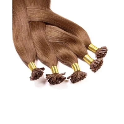 Abbildung von hair2heart Bonding Extensions Echthaar glatt 8/01 Hellblond Natur Asch 25 Strähnen 0.5g 60cm, für langanhaltende Haarverlängerung