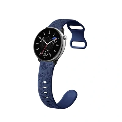 Abbildung von DINGK Silikon Armband Kompatibel mit Amazfit Balance Armbänder, Weiches Sport Langlebig Floral Gravierte für Damen Ersatzarmband Uhrenarmband (2)