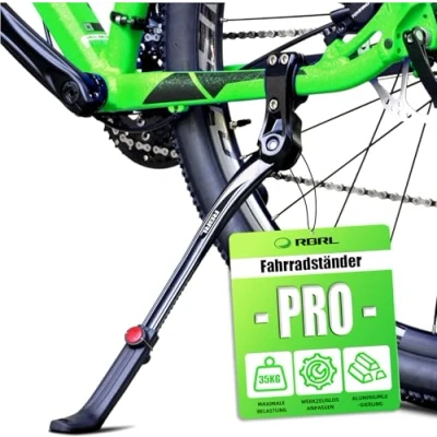 Abbildung von RBRL Fahrradständer 24 29 Zoll, Höhenverstellbarer Aluminium Seitenständer mit Rutschfestem Fuß, Fahrrad ständer für Mountainbike, Rennrad, E Bike und Cityrad, Normal bis 35 kg Belastung