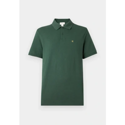 Abbildung von Calvin Klein Herren Poloshirt Kurzarm Monogram Pique aus Baumwolle, Grün (Sycamore), XS