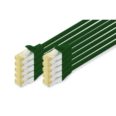 Abbildung von DIGITUS LAN Kabel Cat 6A 3m 10 Stück RJ45 Netzwerkkabel S/FTP Geschirmt Kompatibel zu 6 &amp; 7 Grün