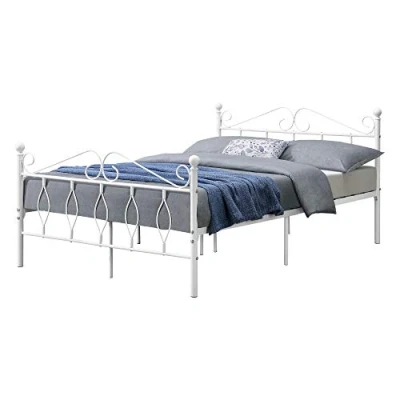 Abbildung von en.casa Metallbett, »Apolda« Gästebett mit Stahlramen 140x200 cm Weiß