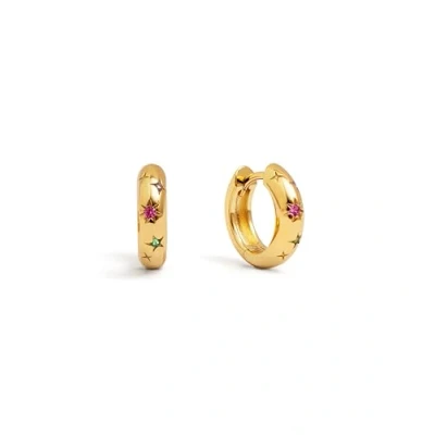 Abbildung von SINGULARU Spark Color Einzelner Ohrring. Messing mit 18 Kt Vergoldeter Beschichtung und Zirkonia. Schmuck für Damen.