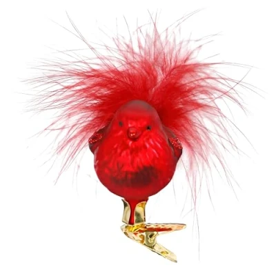Abbildung von Inge Glas Christbaumschmuck, Baumschmuck Weihnachtsvogel 6 cm mundgeblasenes
