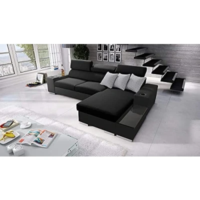 Abbildung von All4All Ecksofa mit Schlaffunktion Sante 291x182 cm Sofa Bettkasten Schlafsofa L Form Eckcouch für 3 Personen Seite rechts Schwarz Sawana 14 + EKJ 5 Modern 26