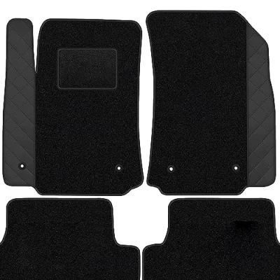 Abbildung von moto MOLTICO Fußmatten Auto Velours Autoteppiche Schwarz Automatten Set 4 teilig Auffälliges Design passend für Citroen C3 III ab 2016 (Schwarzes Muster)