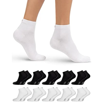 Abbildung von OCERA 10 Paar Kurzschaft Socken für Damen &amp; Herren (unisex) in verschiedenen Farben Schwarz Weiß Mix 43/46